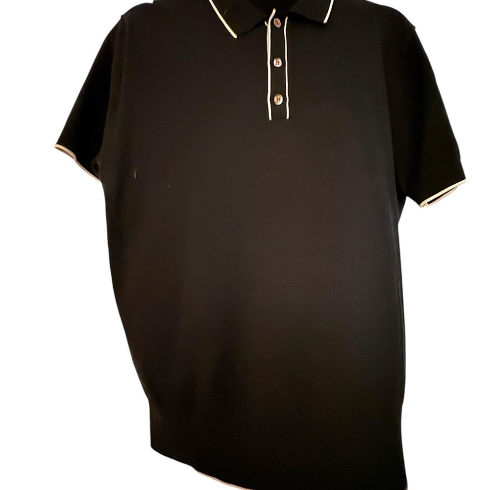 Black and White Polo Shirt with Contrast Collar